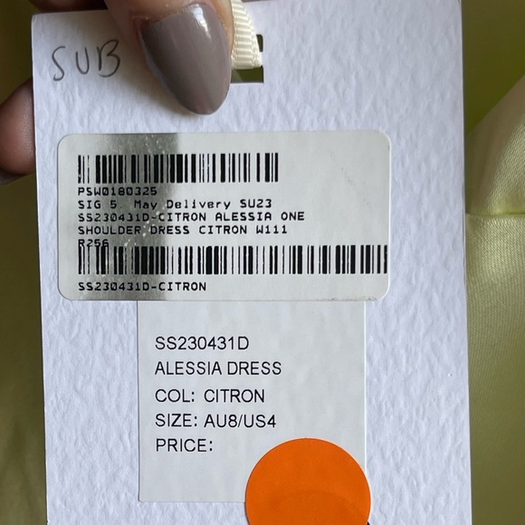 NWT Significant Other Alessia One Shoulder Midi Dress in Citron - Picture 5 of 11